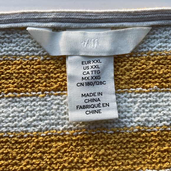 Women’s H&M yellow and white knit, baggy cropped thick striped sweater, SZ XXL - Picture 7 of 11